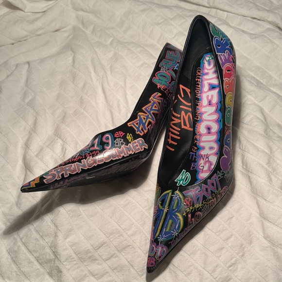 Balenciaga Shoes - BALENCIAGA - Graffiti Knife Point Ice Pick Pump Size 40